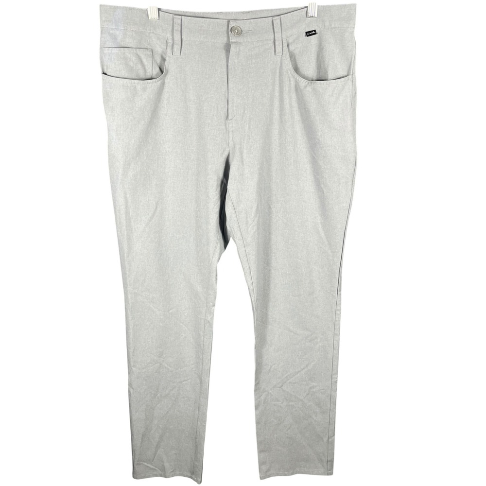 TravisMathew Performance Pants Mens 36 Grey Stretch Golf Chinos 5-Pocket